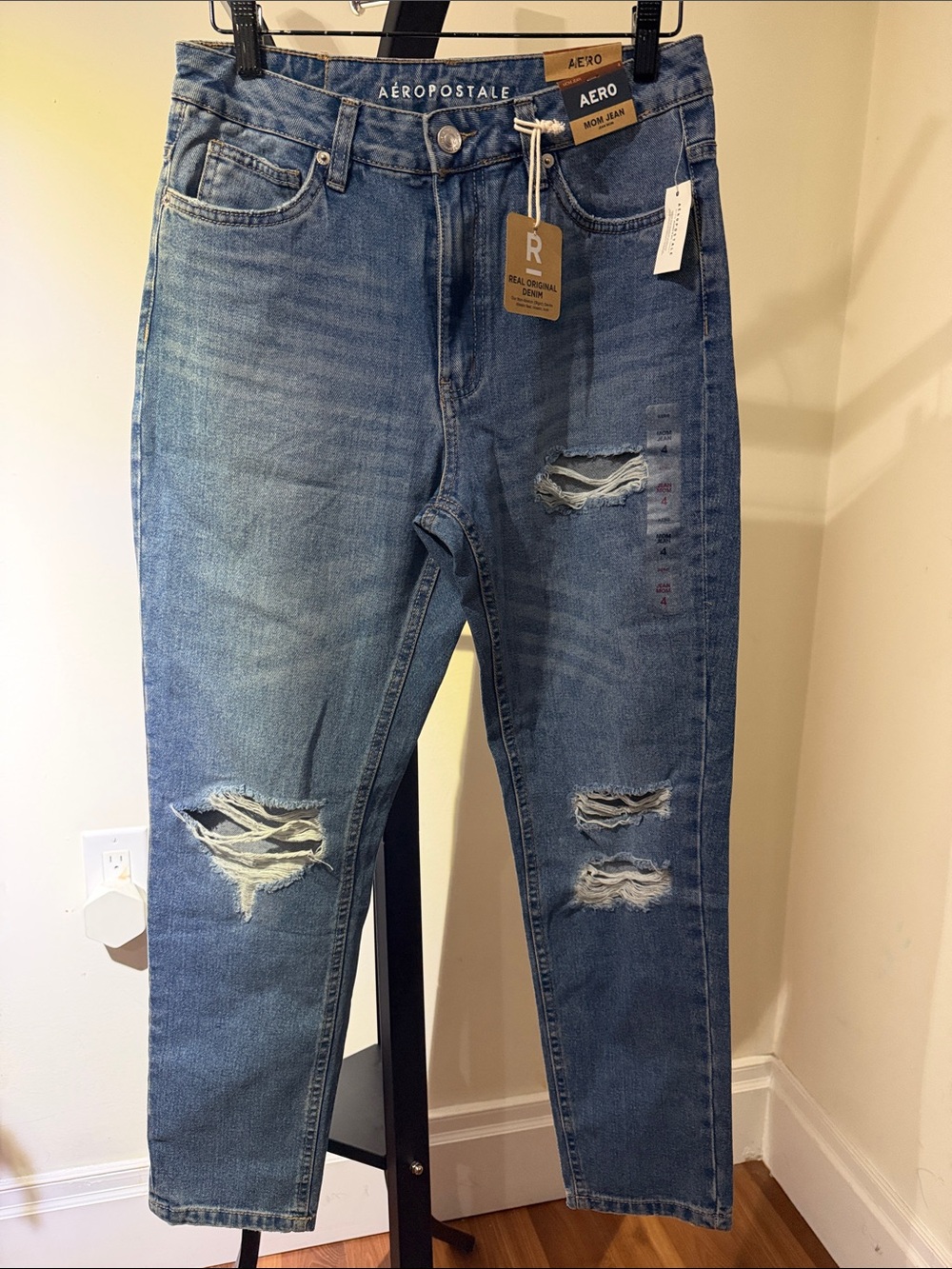 Aeropostale Blue Distressed Mom Jeans